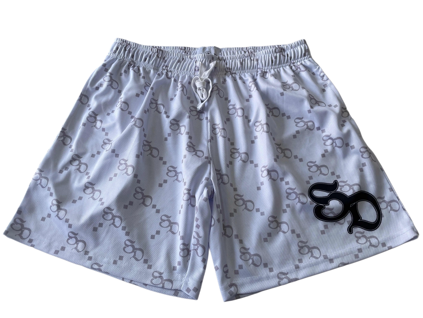 STRAIT DRIP - White SD Logo Shorts