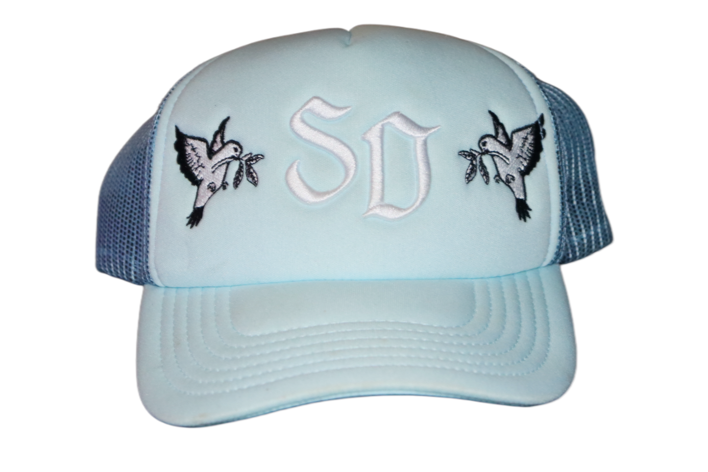 STRAIT DRIP "SD" TRUCKER HAT SKY BLUE